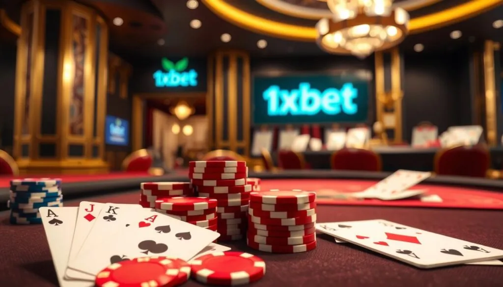 1xbet Casino UK welcome screen showing casino games and sports betting options