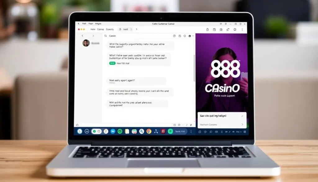 888 Casino UK customer support live chat interface with support agent