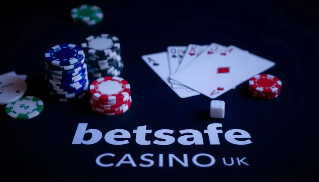 Betsafe Casino UK homepage featuring casino chips and cards