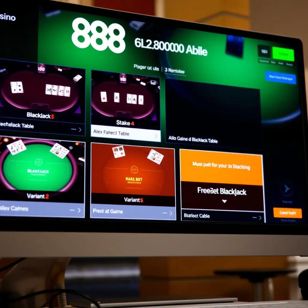 Blackjack tables at 888 Casino UK showing various stake options
