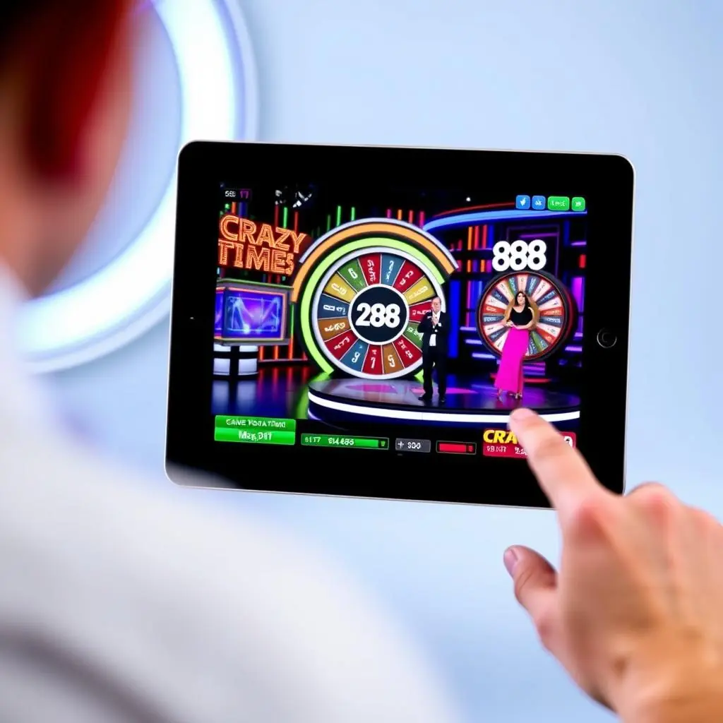 Crazy Time game show at 888 Casino UK with interactive bonus wheels