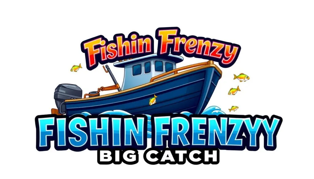 Fishin Frenzy Big Catch Slot Demo game logo showing fishing boat and cartoon fish
