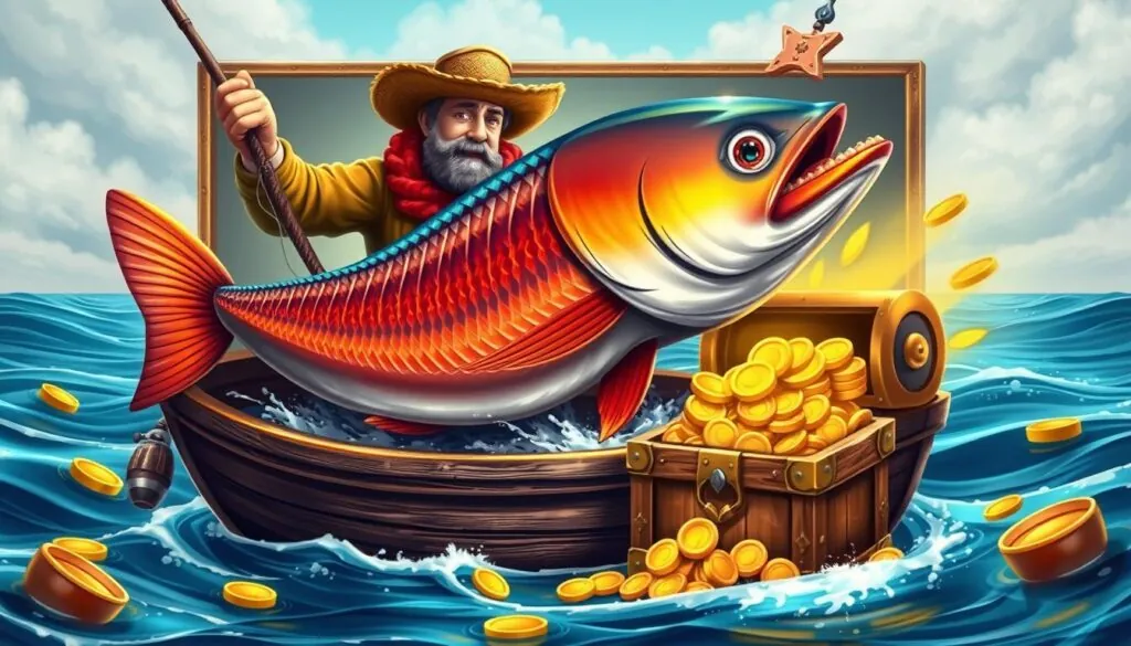 Fishin Frenzy Big Catch Slot Demo winning potential illustration showing big catch