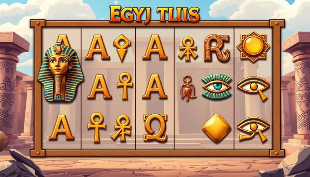 Legacy of Dead Slot gameplay concept with Egyptian symbols arranged in winning patterns Legacy of Dead Slot gameplay concept with Egyptian symbols arranged in winning patterns