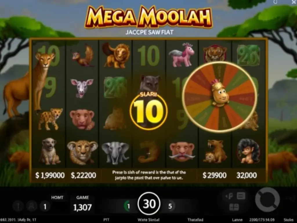 Mega Moolah progressive jackpot slot by Microgaming with safari theme