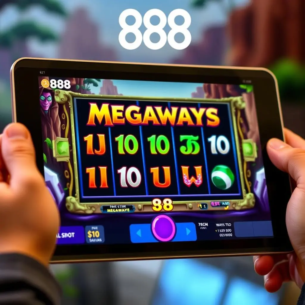 Megaways slot at 888 Casino UK showing multiple ways to win mechanic