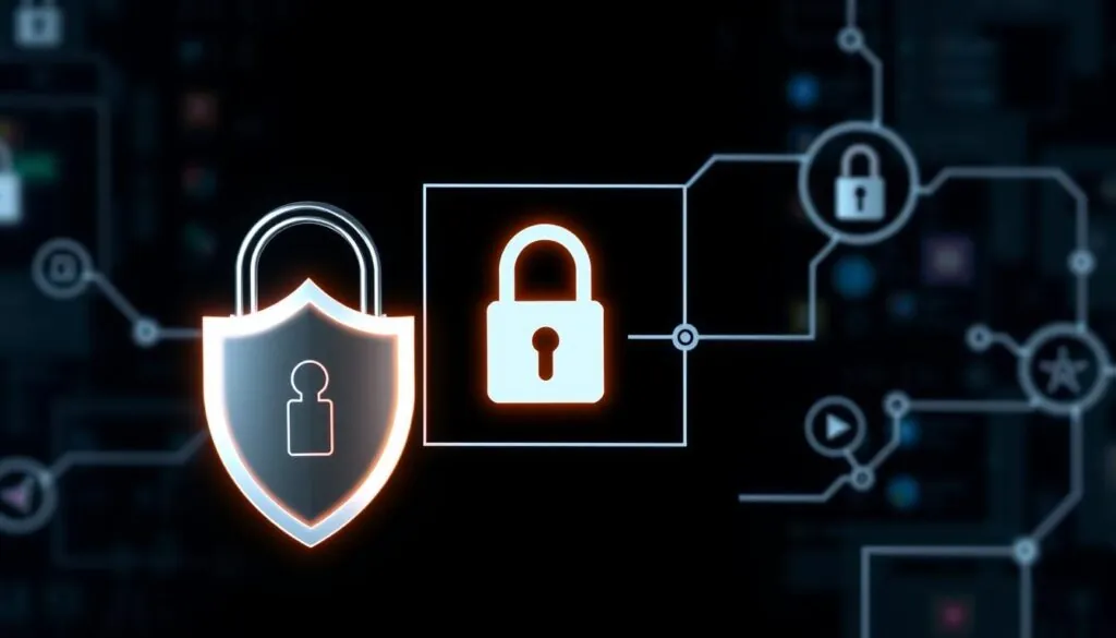 National Casino UK review showing security concept with digital lock and shield symbols