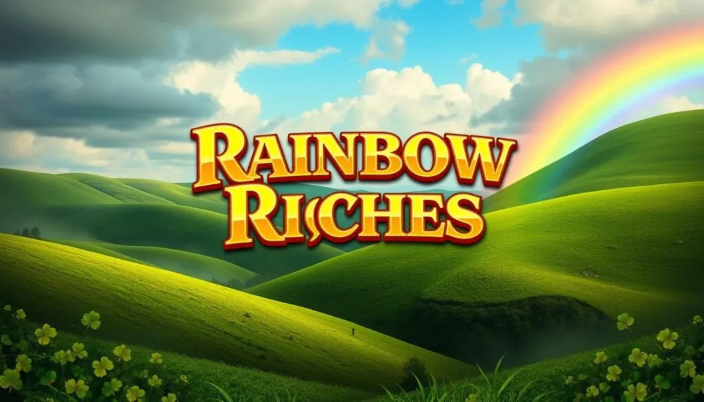 Rainbow Riches Slot Irish landscape theme with rolling green hills and rainbows Rainbow Riches Slot Irish landscape theme with rolling green hills and rainbows
