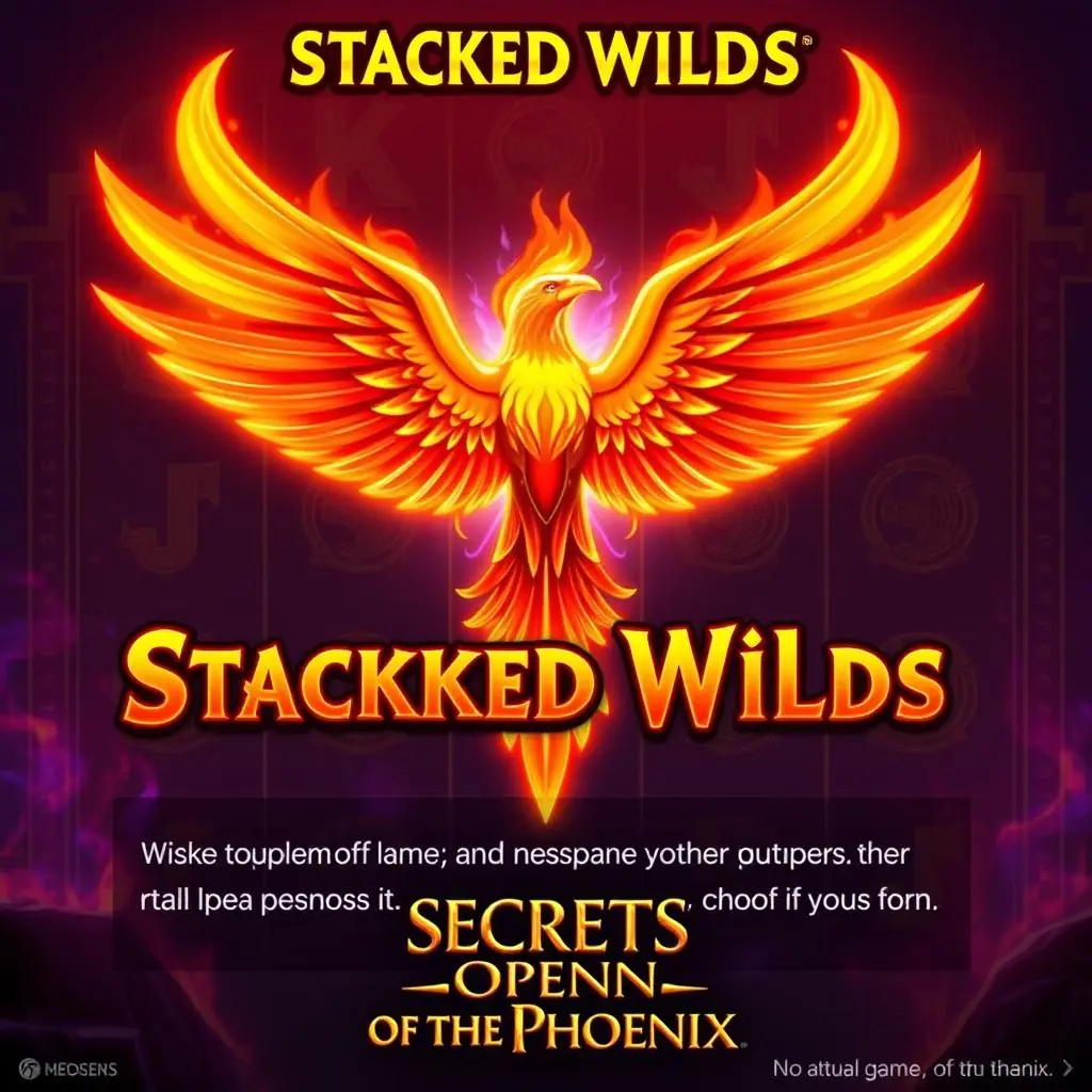 Secrets of the Phoenix Slot stacked wilds feature with phoenix symbols covering an entire reel Secrets of the Phoenix Slot stacked wilds feature with phoenix symbols covering an entire reel