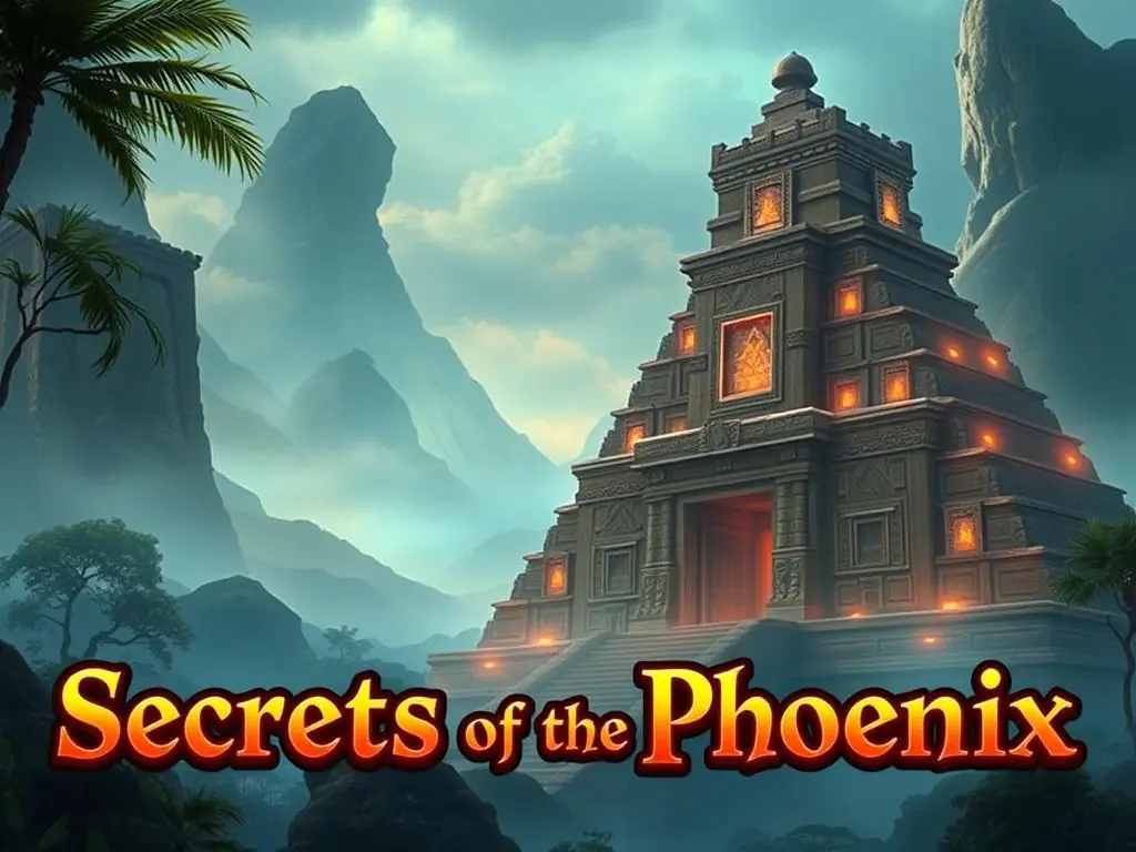 Secrets of the Phoenix Slot theme showing ancient Mesoamerican temple with floating mountains in background Secrets of the Phoenix Slot theme showing ancient Mesoamerican temple with floating mountains in background