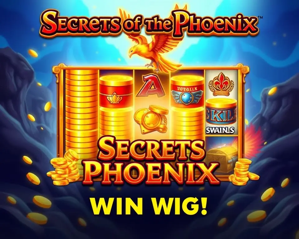 Secrets of the Phoenix Slot winning potential illustration showing stacked coins and phoenix symbol Secrets of the Phoenix Slot winning potential illustration showing stacked coins and phoenix symbol