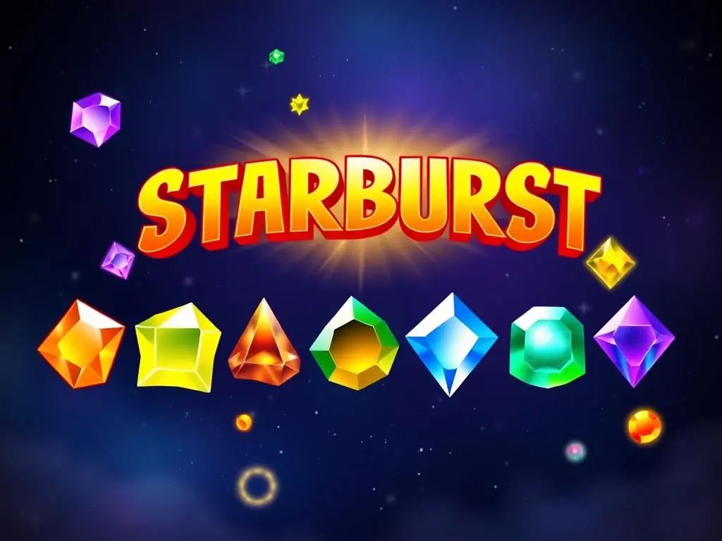 Starburst Slot colorful gem symbols arranged in cosmic formation