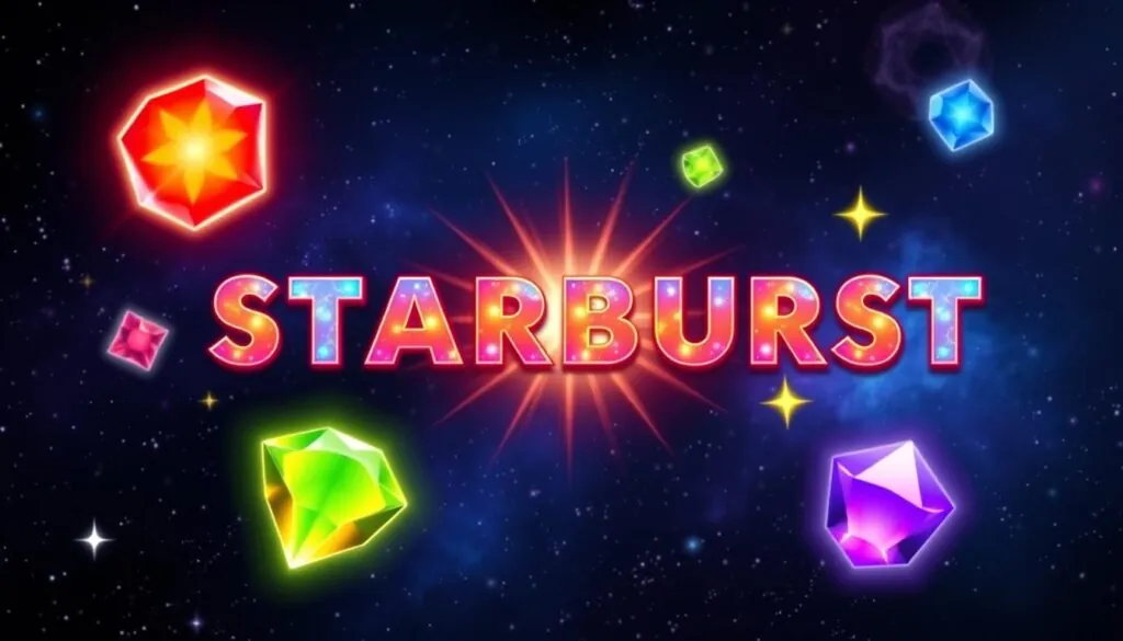 Starburst Slot cosmic background with colorful jewel symbols