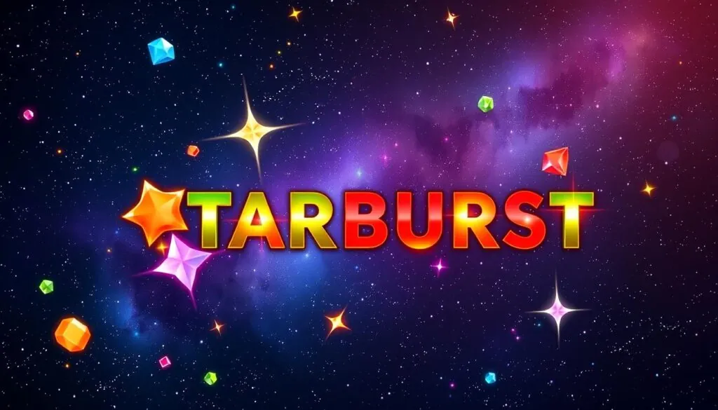 Starburst Slot cosmic theme with colorful gems floating in space