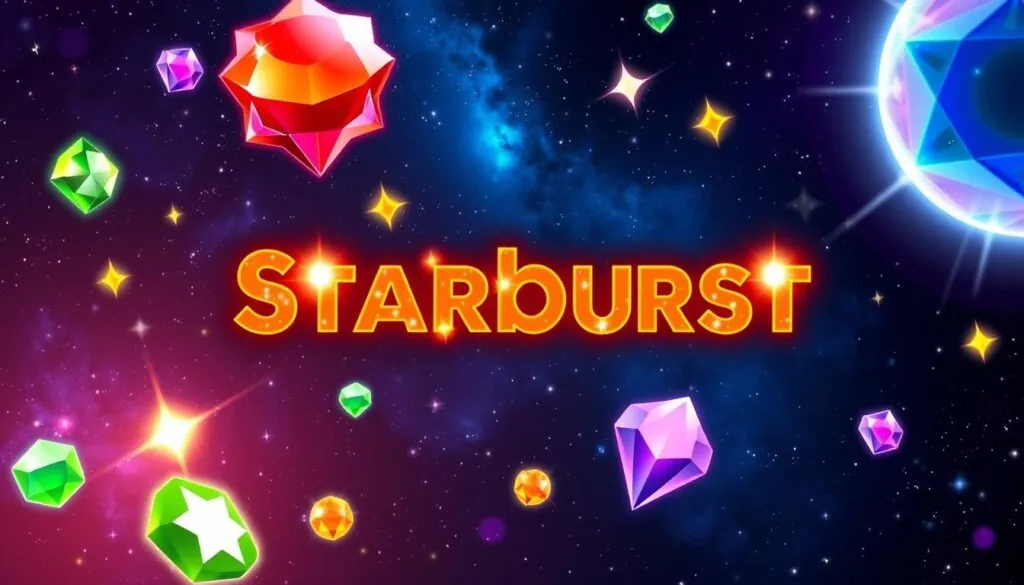 Starburst Slot cosmic theme with colorful gems in space