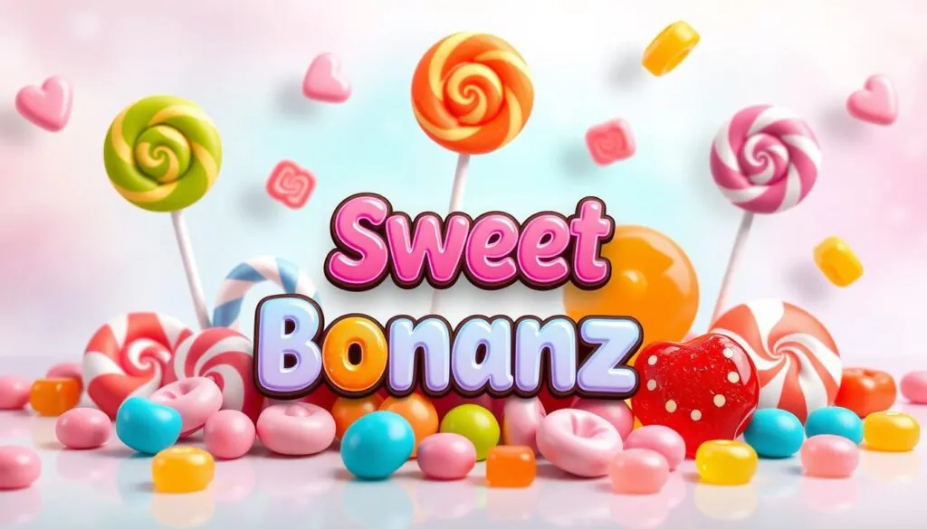 Sweet Bonanza Slot colorful candy theme with various sweet symbols and vibrant background