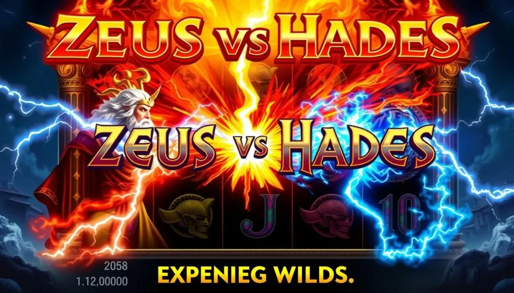 Zeus vs Hades Slot gameplay showing expanding wilds feature